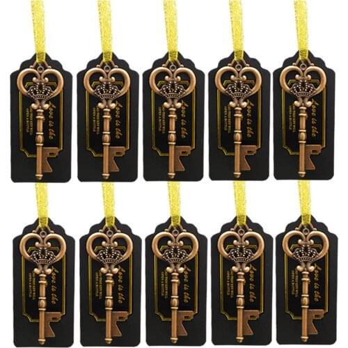 30PCS Bottle Opener Key Card Wedding Decor Vintage Key Bottle Opener Beer Opener with Escort Tag Card