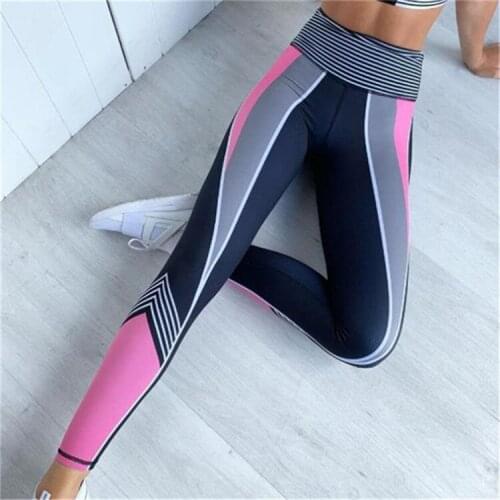 3D Fitness Push Up High Waist Pants Capris Running Painted Patchwork Workout Sport Leggings Women Gym Sweatypants Tight Trousers