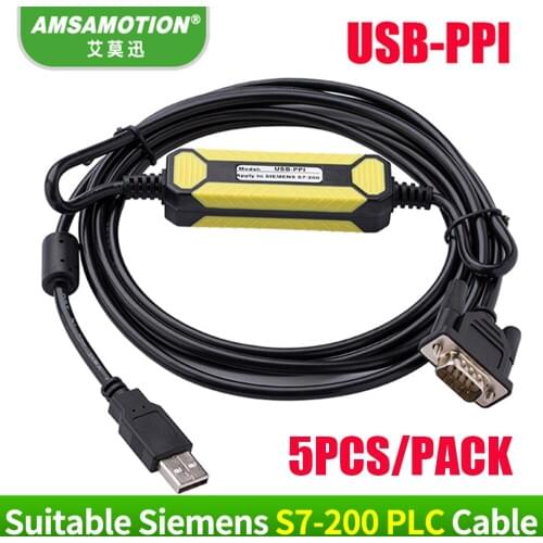 5PCS/PACK SIMATIC Programming Cable 5x USB-PPI USB To RS485 Adapter For Siemens S7-200 PLC USB PPI Communication Download Cable