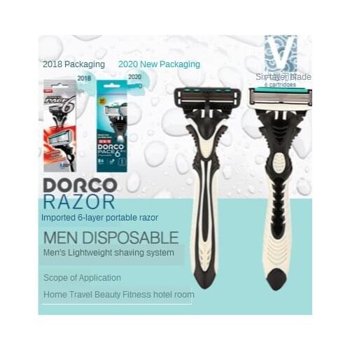 6pcs/set Best Original DORCO Shaver Pace 6-Layers Razor Blade Shaving Personal Stainless Steel Safety Razor Machine for Men