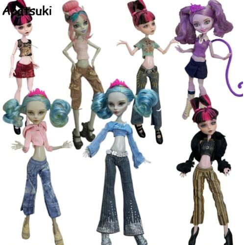 7pcs/lot Fashion Clothes Dresses For Monster High Dolls Dress Party Dresses Vestidos Casual Clothes For Bratz Doll Kid Toys