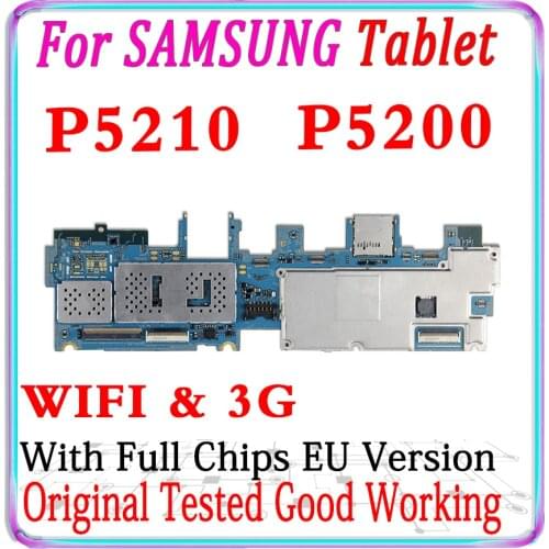 100% Original For Samsung Galaxy Tab 3 10.1 P5210 P5200 WIFI & 3G Motherboard EU Version For Samsung P5210 P5200 Logic Board MB