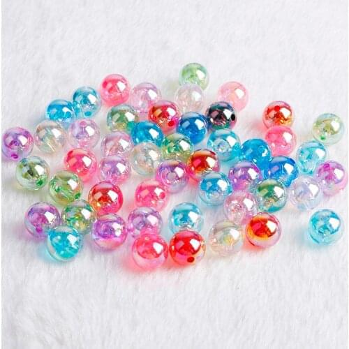 50pcs 8mm AB Color Round Acrylic Bead Loose Spacer Beads For Necklace Bracelet DIY Jewelry Findings Making