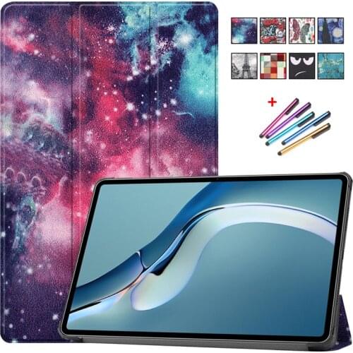 Tablet Funda for Huawei Matepad Pro 12.6 Case WGR-W09/W19 Fold Leather Painted Smart Cover for Huawei Matepad Pro Case 12.6 inch