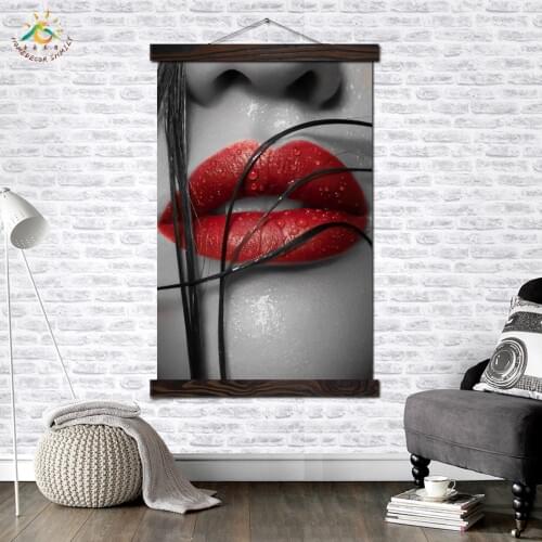 Wet Hair Black and White Modern Wall Art Print Pop Art Picture And Poster Solid Wood Hanging Scroll Canvas Painting Home Decor