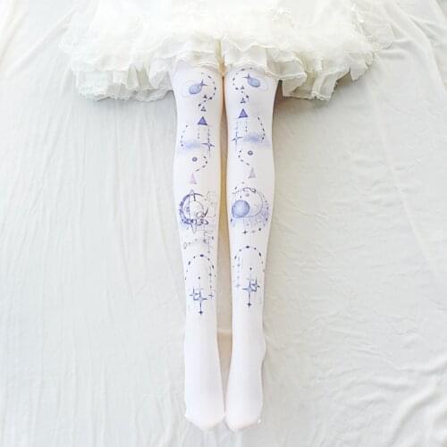 Japanese Lolita Cartoon Print Stockings Sweet Print Soft sister Bottoming Girls Pantyhose Spring summer Kawaii Socks Cosplay