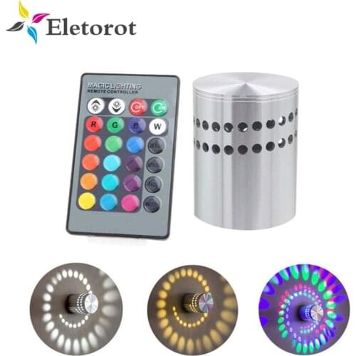 3W colorful led aluminum spiral hole wall lamp with remote control For living room bedroom bedside lamp bar KTV corridor lights