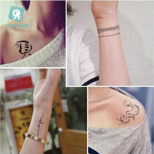 HC Series Female Sexy Clavicle Cat Wrist Green Leaf Fake Tattoo Sticker Free Bird Fly Design Waterproof Temporary Tattoo Sticker