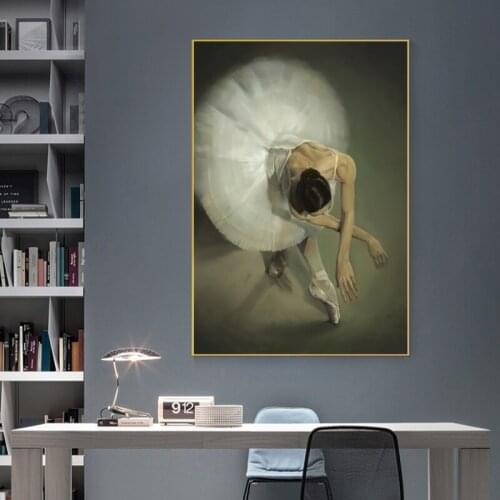 Beautiful Graceful Ballerina Girl Wall Art Canvas Painting Nordic Posters and Prints Wall Pictures for Living Bedroom Decoration