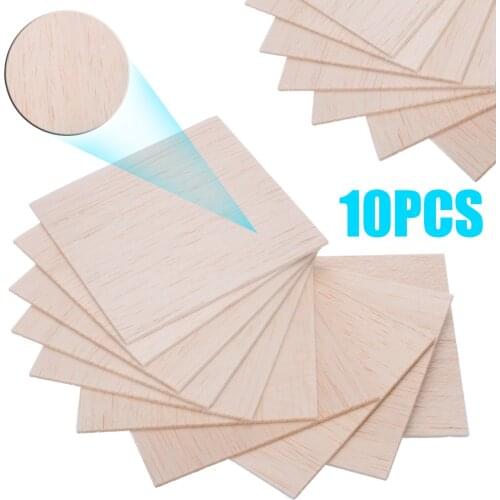 10pcs 100x100x2mm Balsa Wood Sheets Wooden Plate Model Balsa Wood DIY House Ship Aircraft For Home Supplies