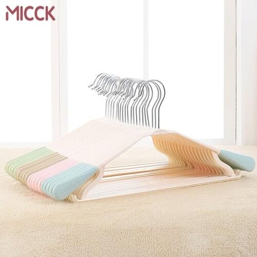 MICCK10pcs/lot Plastic Cloth hanger Multifuctional Hanger Space Saving clothes Hangers with Hook Closet Organizer Drying Racks