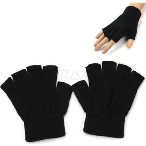 Women Mens fingerless gloves male without fingers winter gloves handschoenen winter hand warmer knitted balck gloves ladies