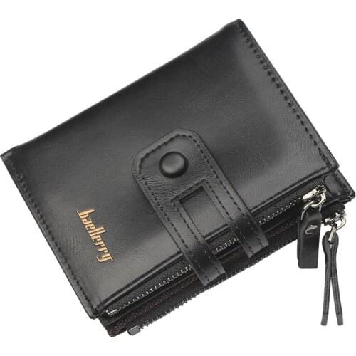 Mens Wallet Leather Double Zip Card Holder Short Mens Wallet Coin Pockets Retro Brand High Quality Mens Wallet