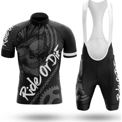 New 2021 Ride Or Die Men Cycling Jersey Set Sports Team Bike Clothing Quick Dry Summer Sleeve Cycling Shirt Bib Short Gel Pad