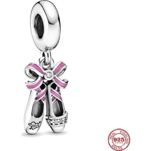 New Original Silver Color Shoes Dangle Bead Charm Fit European Pandora Charms Bracelet Bangles Diy Jewelry P045