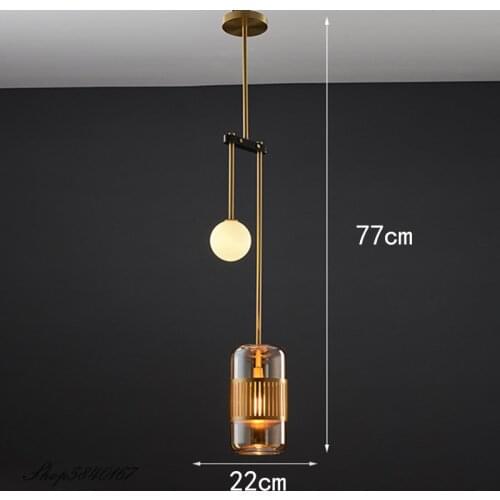 Nordic Living Room Pendant Lights All Copper Pendant Lamp Glass Hanging Lamps Luminaire Dining Room Light Fixtures Suspension