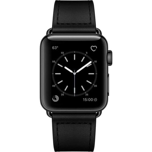 Black Leather Band Loop Strap For Apple Watch 5 4 44mm 40mm Men Leather Watch Band for iwatch 3 2 1 38mm 42mm Women Bracelet