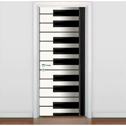 Canvas Prints Pictures Door Piano Key Decor Stickers Self Adhesive For Living Room Waterproof 3D Mural Renovation Funny Decals
