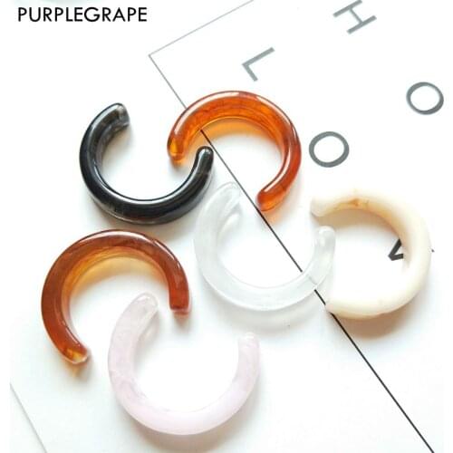 PURPLEGRAPE Fashion Acrylic Geometric C-shaped Round Imitation Marble Amber Earrings Accessories DIY Material One Pack 6