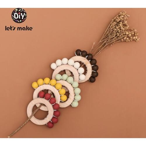 Lets Make Silicone Teethers BPA Free Wooden Ring Beech Beading Rattle Grip Doll Food Grade 1PC Silicone Beads Baby Teething