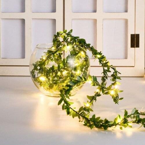 Solar Power 2/3/5/10m Fake Creeper Green Leaf Ivy Vine LED String Light For Home Wedding Party Hanging Garland Artificial Flower