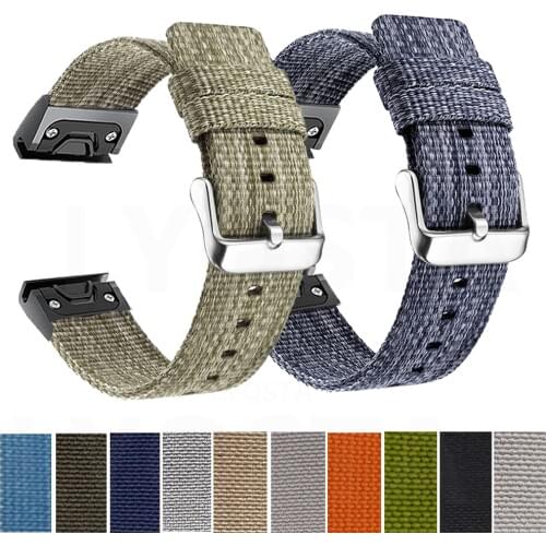 For Garmin Fenix 6 6X Pro 5 5X Plus Forerunner 945 935 Approach S60 S62 Easy fit Woven Nylon Watchband Quick Release Wrist Strap