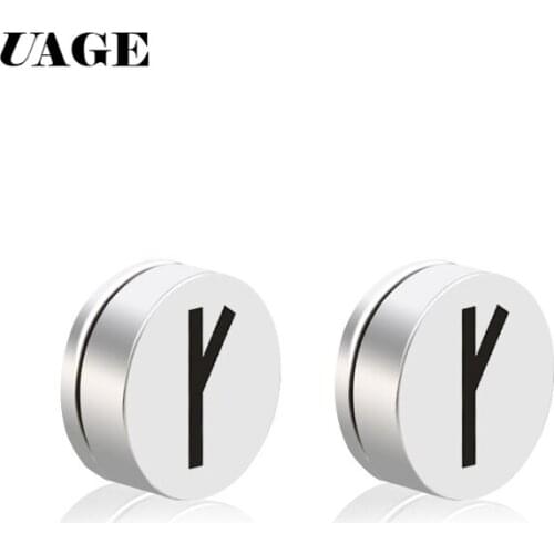 UAGE 1 Pair Magnetic Round Stud Earrings For Men Boy 316l Stainless Steel Magnet Ear Jewelry Don't Need Ear Canal
