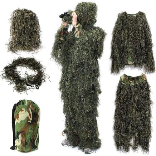Outdoor Sport Kids Hunting clothes 3D Jungle Bionic Ghillie Suits Covert Sniper Camouflage Suit Birdwatch Airsoft Camouflage Set
