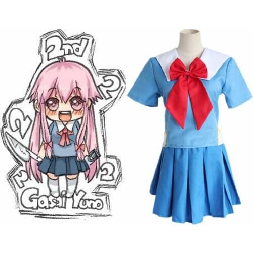 Unisex Anime JK Cosplay Mirai Nikki Gasai Yuno Juno Cosplay Costumes Student Uniform Dress