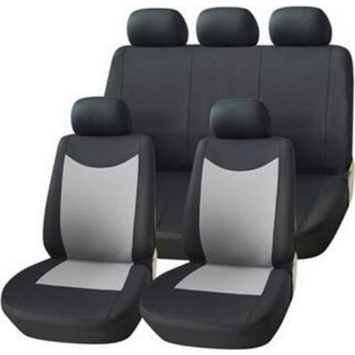 Universal Car Seat Covers Set (9 Pieces) Black/Grey Washable & Airbag Compatible Polyester Material Car Cases Car Accessories