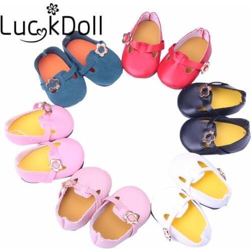 Suede Or Leather Flower Flat Shoes Fit 18 Inch American&43 CM Baby Doll Clothes Accessories,Girls Toys,Generation,Birthday Gift
