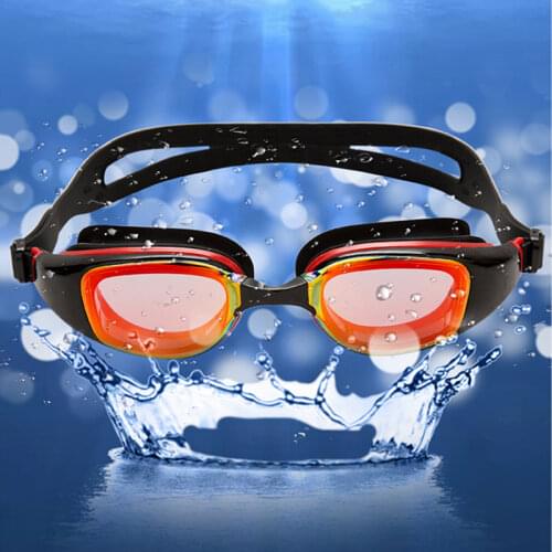 Women Men Electroplated Waterproof Anti fog Swimwear Eyewear Swim Diving Water Glasses Gafas Swimming Goggles+Swim Hat+Earplug