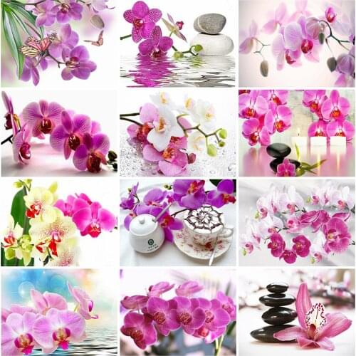 ZOOYA 5D DIY Diamond Painting Orchid Rhinestone Pictures Full SquareRound Diamond Embroidery Flower Crafts Kit Home Decor