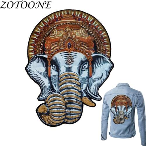 ZOTOONE DIY Iron Patches for Clothing Embroidered Beaded Applique Elephant Iron Sticker for Clothing Decoration Embroidery Patch