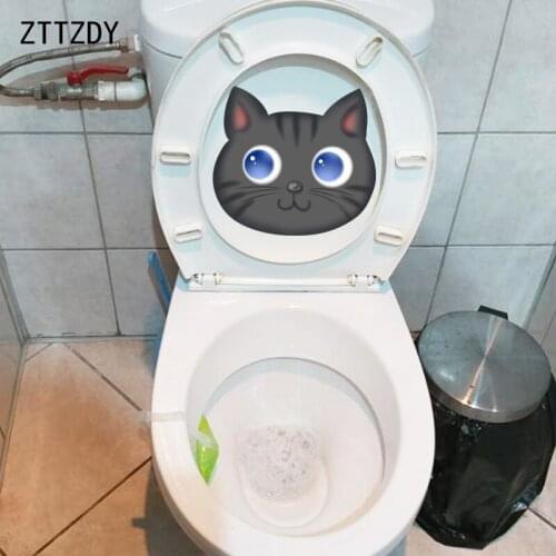 ZTTZDY 23*21CM Cartoon Cat Head Wall Sticker Toilet Decal Bedroom Home Decor T3-0307