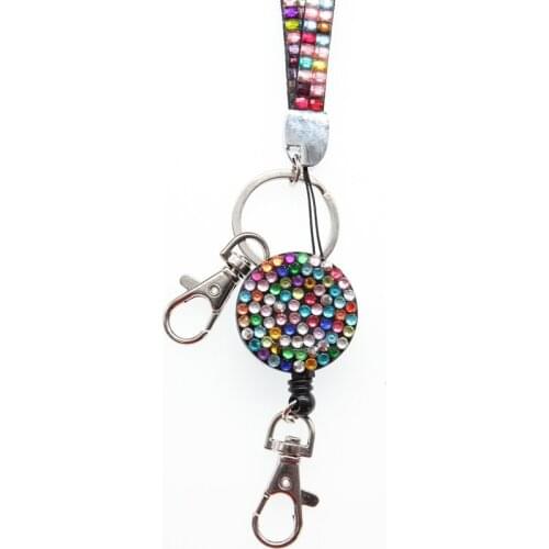 10 pieces free shipping Wholesale Multi Style Rhinestone Retractable id badge card holder with lanyard