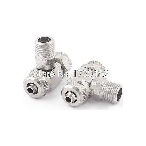 2 Pcs 1/8"PT Male to 6mm Pneumatic Hose Air Fitting Tee Quick Connector Coupler