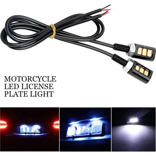 2 Pcs White/Yellow 12V 3 LED Number Plate Lights Car Motorcycle License Plate Light Universal Screw Bolt Light Lamp