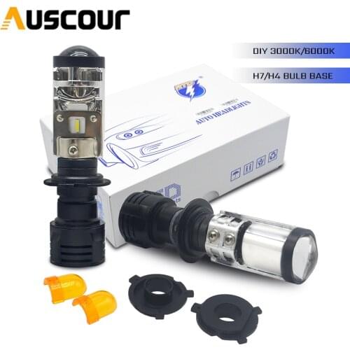 2pcs mini H7 H4 LED projector lens auto lamp 6000k 3000K easy installation h7 direct replacement car headlight Modify