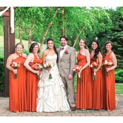 2019 Orange Maxi Bridesmaid Dress Prom Infinity Convertible Twist Wrap Ball Gown Dresses