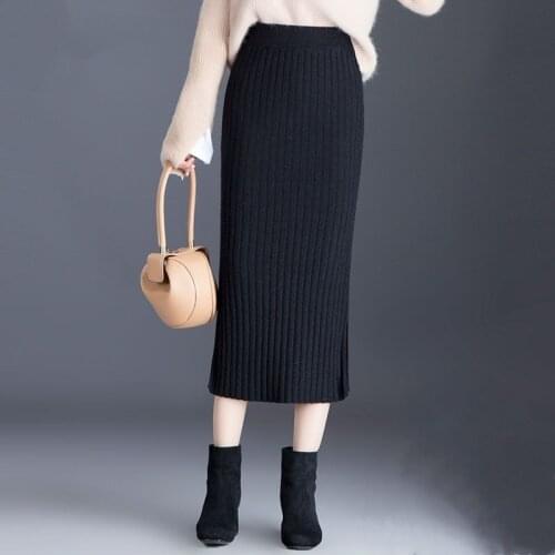 2021 Winter Autumn Women Cotton Long Skirts Female Elastic Waist Skirts Vintage Skirts Office Ladies Elegant Mi-long Skirt H651