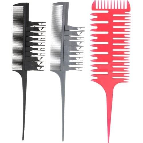 3pcs Highlight Comb Sectioning Weaving Highlighting Dyeing Balayage Hair Comb Tool Set Interchangable Pick Up Hook 3-Way Combs