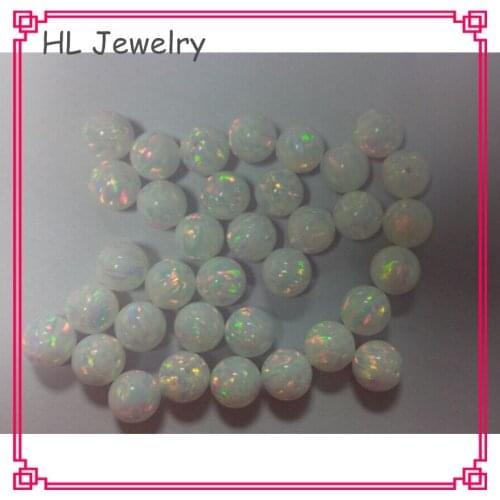 30PCS/Lot Synthetic Fire White Opal Beads 7MM Cabochon Round Beads Opal