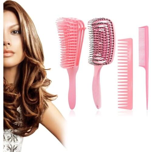 4pcs Anti-Static Comb Detangling Hair Brush Scalp Massage Wide Tooth Tail Combs Hairdressing Styling Tools for Salon Home