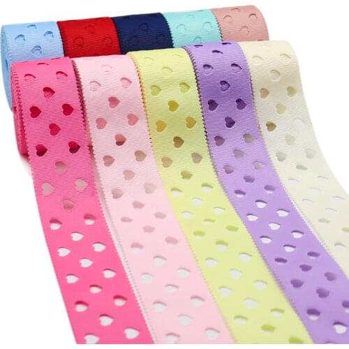 5 Yards 1.5'' 38MM Hollow Heart-Shaped Solid Grosgrain Ribbons For Hair Bows/ Gift Packaging DIY Handmade Materials Y2021080301