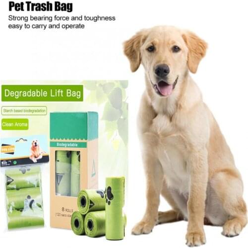 8 Rolls/120Pcs Dog Poop Bag Degradation Disposable Garbage Bag Carton Pick Up Toilet Bags Cat Waste Bags Outdoor Clean Trash Bag