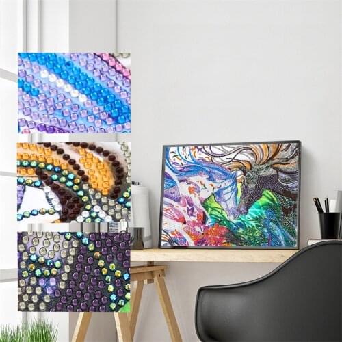 Diamond Special-Shaped Rhinestone Painting 5D DIY Diamond Painting Cross Stitch Couple Horse Embroidery Round Drill Decor Gift