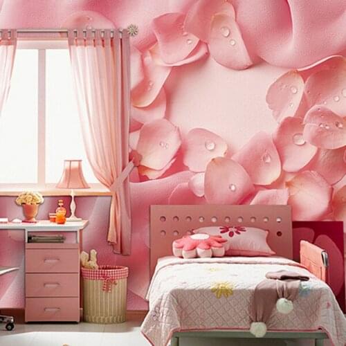 Diantu Large Pink Cloth Rose Flower Papel Mural 3d Wall Photo Murals Washable Wallpaper for Wedding Room 3d Wall Mural Wallpaper