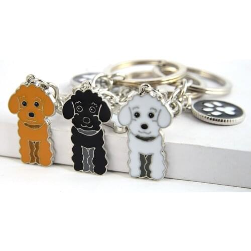 Poodle Teddy Dog Pendant Key Chains For Women Men Girls Metal Car Key Ring Keychain Bag Charm DIY Accessories Couple Lover gift