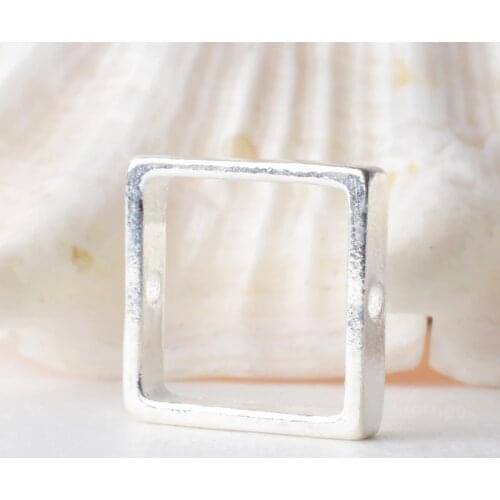 Solid 925 sterling silver Square Bead Frame, spacer loose bead with 1mm hole jewelry DIY components accessories